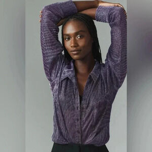 NWT  Pilcro Metallic Buttondown Shirt in Purple M